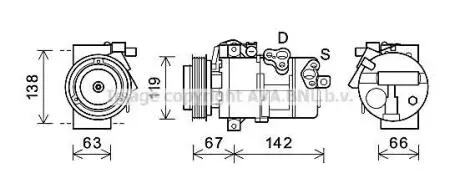 AVA KIA Компресор кондиціонера SORENTO 2.0, 2.2 09- AVA AVA COOLING KAK216