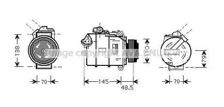 AVA BMW Компресор кондиціонера X5 (E53) 3.0 00- AVA AVA COOLING BWAK309