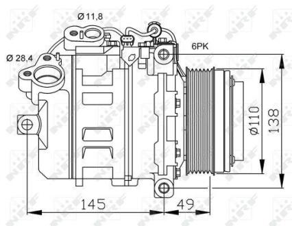 Компресор кондиціонера BMW 3 (E90)/5 (E60)/X1 (E84) 05-12 N47/N57 NRF 32533