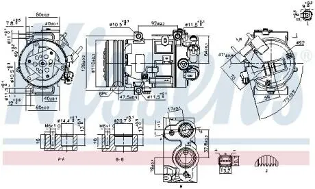 CITROEN Компресор кондиціонера C4 II 2.0 09-, C5 III 2.0 08-, DS4 2.0 11-, PEUGEOT NISSENS 890420