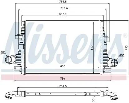 ALFA ROMEO Інтеркулер 159 JTD 1.8-2.0 05-, SPIDER 1.8, 2.0, 2.4 06- NISSENS 96644