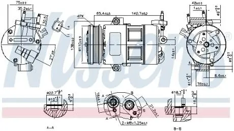 FORD Компресор кондиціонера FOCUS III 2.0 12-, KUGA II 2.5 14- NISSENS 890639