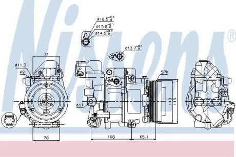 DB Компресор кондиціонера A-CLASS (W168) 97-, VANEO (414) 02- NISSENS 89051
