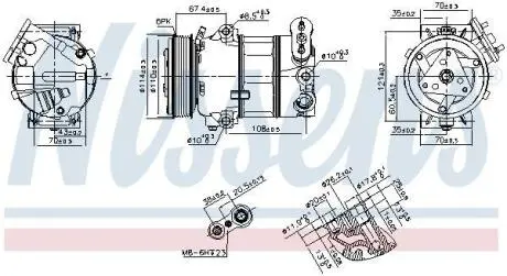 FIAT Компресор кондиціонера 500L 1.3 12-, TIPO 1.3, 1.6 15- NISSENS 890339