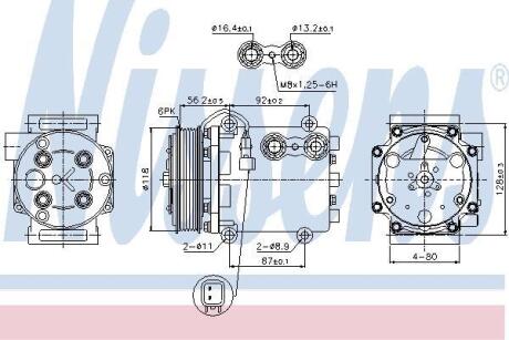 FORD Компресор кондиціонера FIESTA VI 1.4, 1.6 08-, MAZDA NISSENS 89551