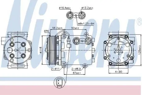 FORD Компресор кондиціонера FIESTA VI 1.4, 1.6 08-, MAZDA NISSENS 89551