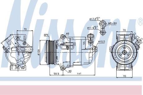 OPEL Компресор кондиціонера ASTRA H 04-, ZAFIRA B 05- NISSENS 89041