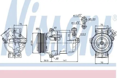 OPEL Компресор кондиціонера ASTRA H 04-, ZAFIRA B 05- NISSENS 89041