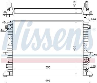 LAND ROVER Радіатор охолодження двиг. Defender 2.2/2.5Td 98-16 NISSENS 64311A (фото 1)