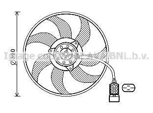 AVA OPEL Вентилятор радіатора (без дифузора) COMBO 1.3 04-, CORSA C 1.3, 1.7 03-, VAUXHALL AVA AVA COOLING OL7671