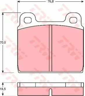 Комплект гальмівних колодок передн, VW TRANSPORTER T2, TRANSPORTER T3 1.6-2.0 08.68-07.92 TRW GDB407