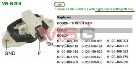 Регулятор напряжения IB363 MOBILETRON VRB209
