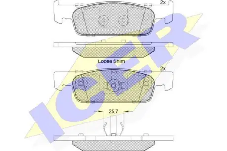 Колодки гальмівні (передні) Dacia Logan II/Sandero II/Renault Logan II/Sandero/Stepway 12- ICER 182115-203
