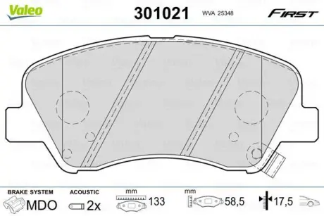 ="" Гальмівні колодки First HYUNDAI/KIA I20/Rio "F "10>> Valeo ="301021"