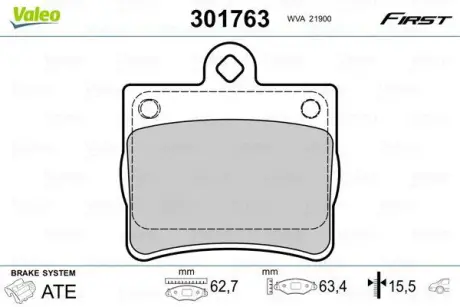 ="" a_Гальмівні колодки дискові MERCEDES C-Class "1,8-2,5 "R "93-00 Valeo ="301763"