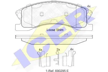 Фото колодки гальмівні (передні) Jeep Grand Cherokee II 99-05 ICER 182075 Колодки гальмівні (передні) Jeep Grand Cherokee II 99-05 ICER 182075