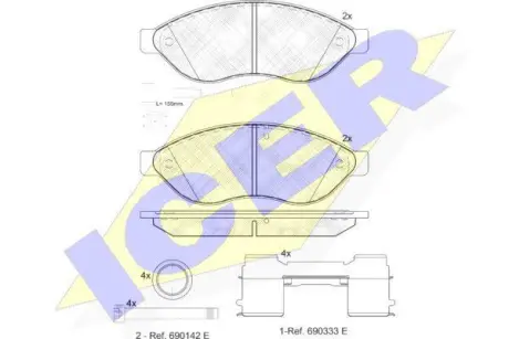Колодки гальмівні (передні) Citroen Jumper/Fiat Ducato/Peugeot Boxer 06- (+ датчик) ICER 141803-203