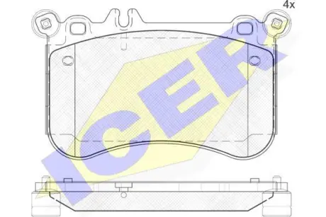 Колодки гальмівні (передні) MB E-class (W212)/S-class (W221)/CLS (C218) 11-17/SLK/SLC (R172) 12- ICER 182042 (фото 1)