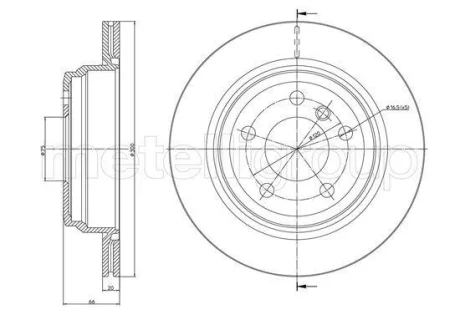 Диск гальмівний (задній) BMW 3 (F30/F31)/ 4 (F32/F36) 11- (300x20) Metelli 23-1453C