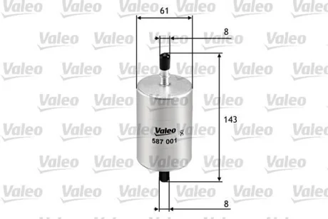 ="" Фільтр паливний CITROEN Berlingo/C-Elysee/C15/C2/C3/Evasion/Jumpy/Saxo/Xantia "1,0-2,9 "88>> Valeo ="587001"
