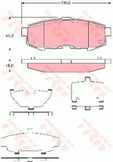Комплект гальмівних колодок задн, MAZDA MPV II 2.0D/2.3 07.02-02.06 TRW GDB3406 (фото 1)