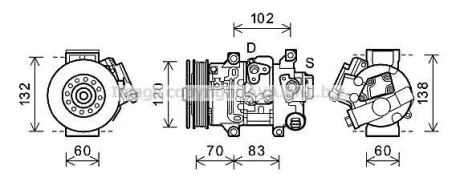 Компресор кондиціонера AURIS/COROLLA 1.6/1.8i 06 (AVA) AVA COOLING TOAK627 (фото 1)