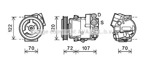 AVA OPEL Компресор кондиціонера ASTRA J 1.4 09-, MERIVA B 1.4 10- AVA AVA COOLING OLAK595