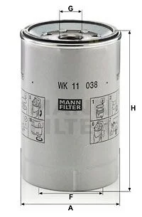 Паливний фільтр VOLVO 8700, 8900, 9500, B5, B6, B7, B8, FE, FE II, FH, FH16, FL II, FL III, FM, FM II, FMX D13A400-D9B380 01.91- FILTER MANN WK11038Z