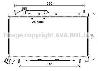 AVA SUBARU Радіатор системи охолодження двигуна FORESTER 2.0 08-, IMPREZA 2.0 09-, LEGACY 2.0 08- AVA AVA COOLING SU2105 (фото 1)
