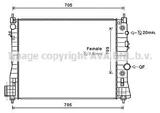 AVA OPEL Радіатор системи охолодження двигуна MOKKA 1.7 CDTI 12-, CHEVROLET AVA AVA COOLING OL2655