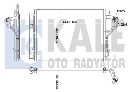 KALE HYUNDAI Радіатор кондиціонера (конденсатор) з осушувачем ELANTRA V 1.6, 1.8 10-, i30 1.4, 1.6 11- Kale Oto radyator 342525