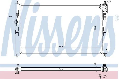 MITSUBISHI Радіатор системи охолодження двигуна ASX 1.8 DI-D 10-, 2.2 13-, CITROEN, PEUGEOT NISSENS 636034