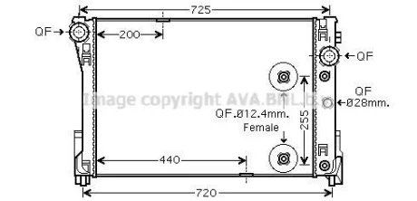 AVA MERCEDES Радіатор системи охолодження двигуна C-W204 220 CDI AUT 07 AVA AVA COOLING MSA2475