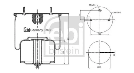 Пневмоподушка передн (діаметр: 227/258мм) VOLVO FH12, FM10, FM12, FM7, FM9 08.93- FEBI FEBI BILSTEIN 37635