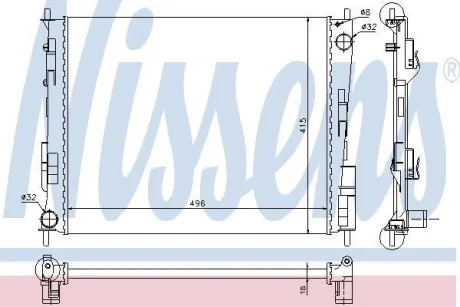 Радіатор RN TWINGO II(07-)1.2 i(+)[OE 82 00 448 553] NISSENS 67286