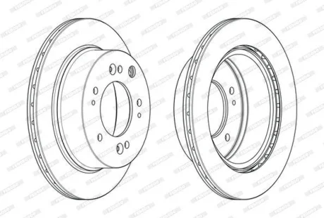 Комплект гальмівних дисків (2 шт) задн лів/прав KIA SORENTO I 2.5D/3.3 08.02-12.11 FERODO DDF2285C