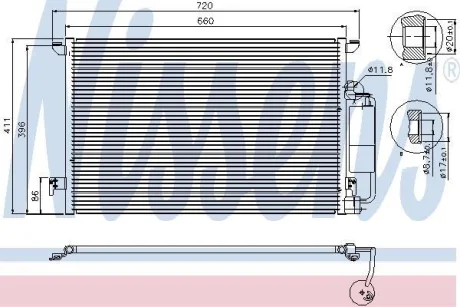 Конденсер CADILLAC BLS(04-)2.0 i 16V TURBO(+)[OE 12793296] NISSENS 94675