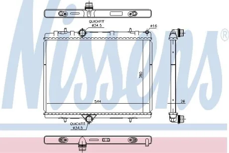 Радіатор CITROEN BERLINGO (B9) (08-) 1.2 THP NISSENS 636029