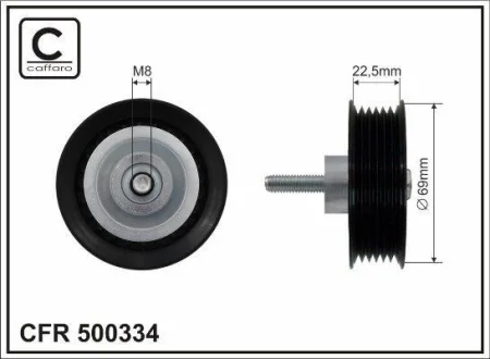 Відвідний/напрямний ролик, поліклиновий ремінь CAFFARO 500334