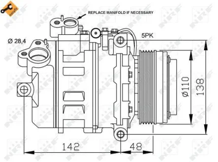 Компресор кондиціонера BMW 3 Series 00- NRF 32123