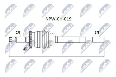 Полуось переднего моста Nty NPWCH019