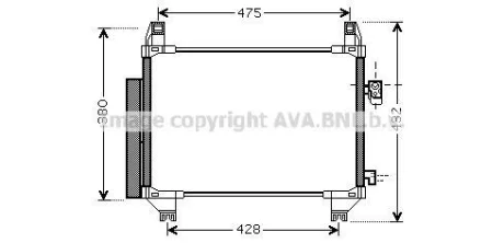 AVA TOYOTA Радіатор кондиціонера (конденсатор) з осушувачем YARIS 1.4 D 05- AVA AVA COOLING TOA5407D