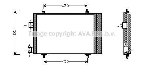 AVA PEUGEOT Радіатор кондиціонера (конденсатор) 406 99-, 607 00- AVA AVA COOLING PEA5193D