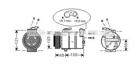 AVA OPEL Компресор кондиціонера ASTRA G 98- AVA AVA COOLING OLAK138