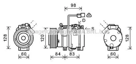 AVA MITSUBISHI Компресор кондиціонера PAJERO III 3.0, 3.5 00- AVA AVA COOLING MTAK227