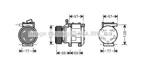 AVA KIA Компресор кондиціонера SORENTO I 2.5 02- AVA AVA COOLING KAAK117