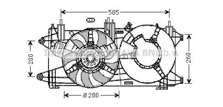 AVA FIAT Вентилятор радіатора (з дифузором) Doblo 1.3/1.9JTD 03- AVA AVA COOLING FT7573