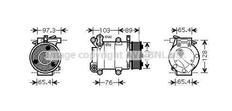AVA FORD Компресор кондиціонера C-MAX 1.8, 2.0 07-, FOCUS II 1.8, 2.0 04-, VOLVO AVA AVA COOLING FDAK391