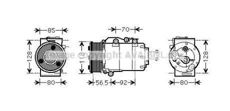 AVA FORD Компресор кондиціонера C-MAX 2.0 07-, FOCUS II 2.0 04-, KUGA I 2.0 TDCi 08-, VOLVO AVA AVA COOLING FDAK394