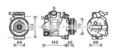 AVA BMW Компресор кондиціонера X5 (E70) 06- AVA AVA COOLING BWAK444